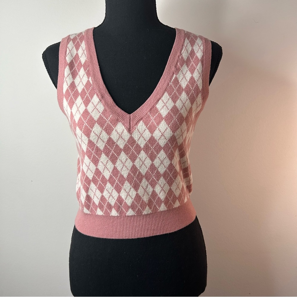 Pink Argyle SUNDAY BEST Knitted Vest